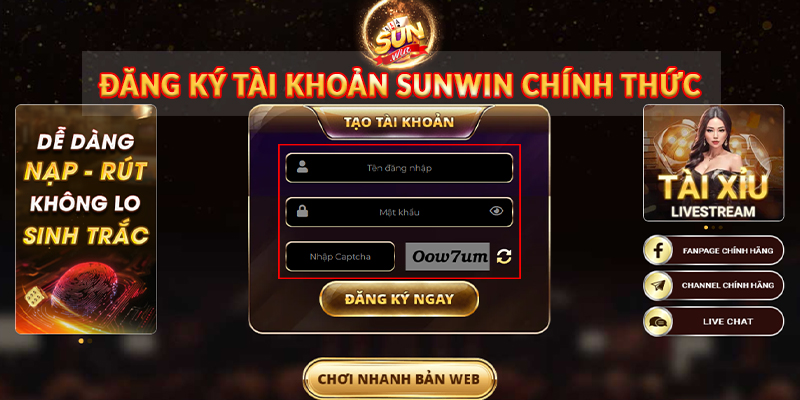 Đăng ký tài khoản Sunwin chính thức